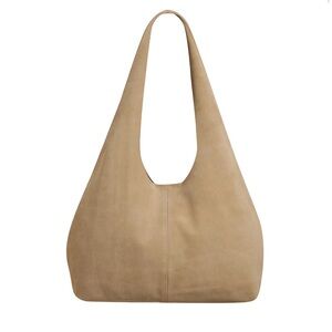 The Bali Tailor Clover Slouch Bag in Stone Suede